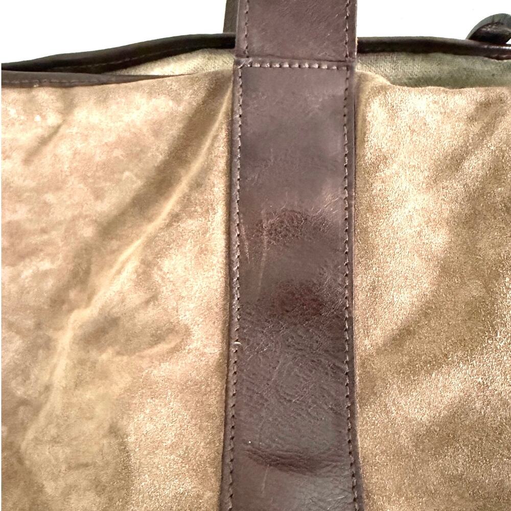 Barneys New York suede leather brown tote made in Italy - Picture 13 of 15